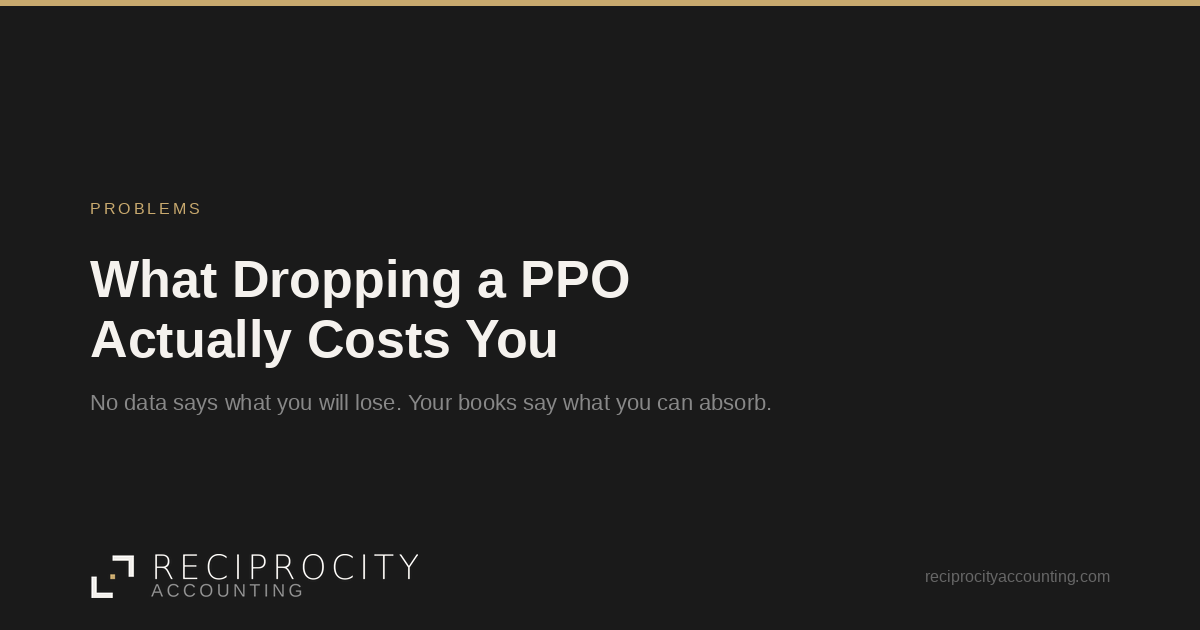 Reciprocity Accounting card: What Dropping a PPO Actually Costs You, a Problems post.
